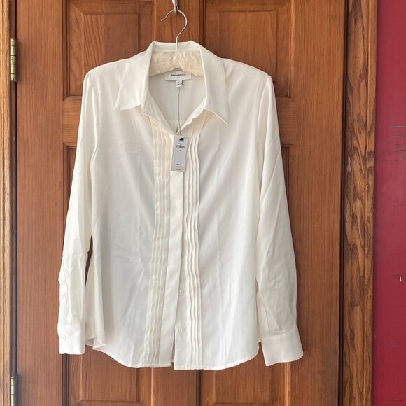 NWT Banana Republic cream satin Tuxedo shirt Size S - Picture 4 of 4